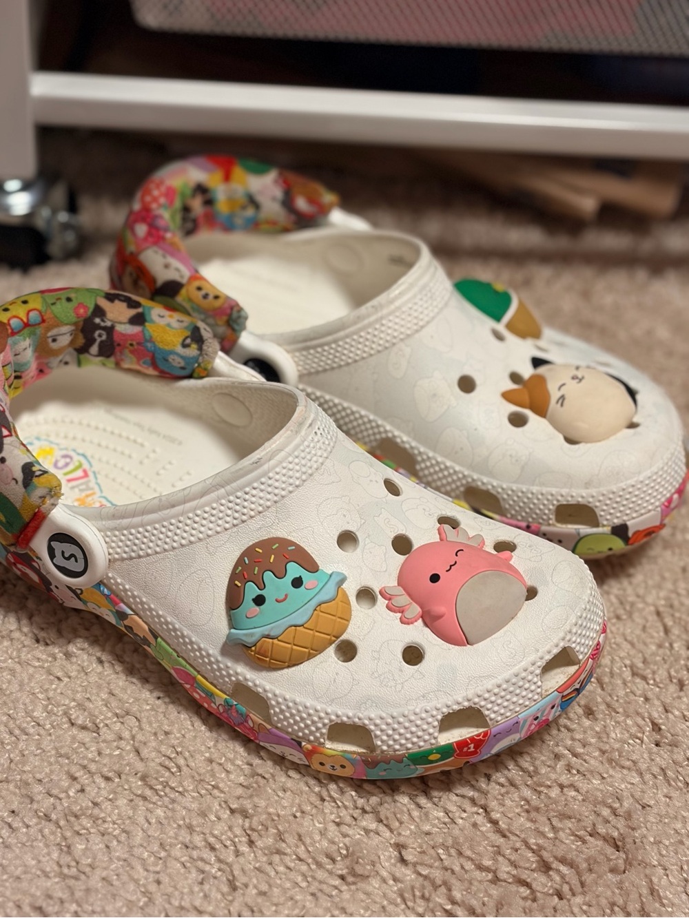 Crocs Squishmallows Classic Clog Plush Fabric Heel Strap Printed Sole J3